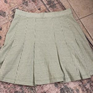 Pleated Green Gingham Skirt - Free People, size 6